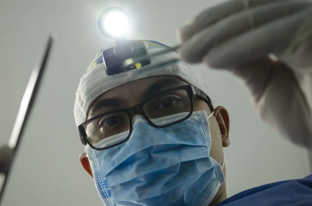 Dental patient's POV from a dental seat